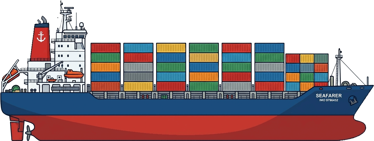 Container ship sailing by